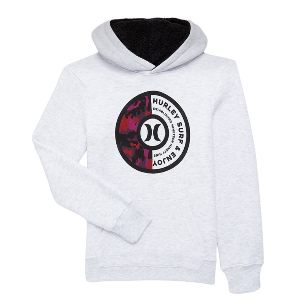 Hurley Logo Faux Shearling Lined Hoodie